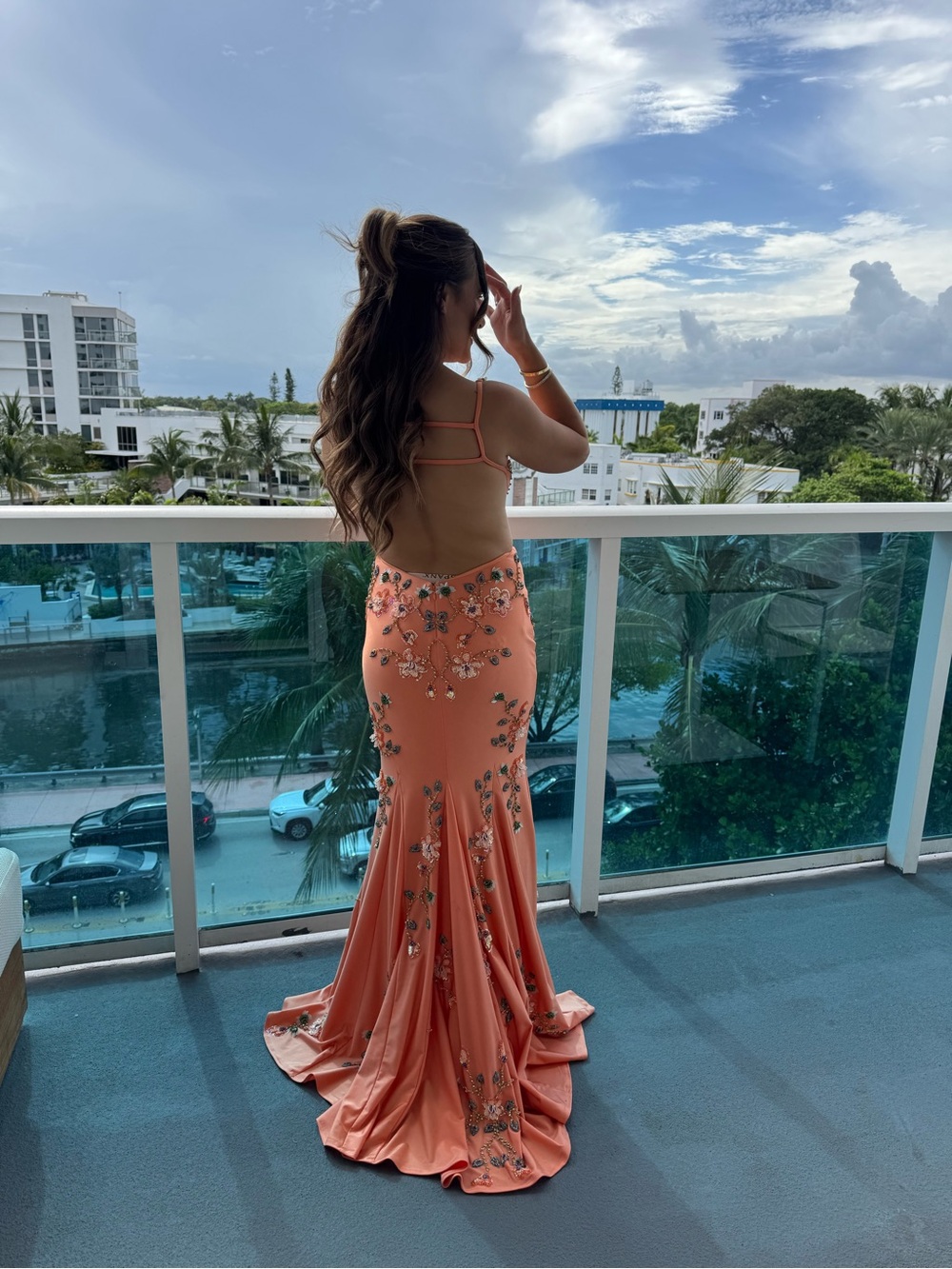 Jovani Orange Embellished Satin Gown 4- worn once